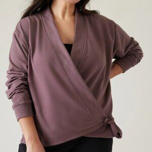 Athleta Sweatshirt Womens Large Plum Cardigan Retroterry Wrap Cozy Soft Active